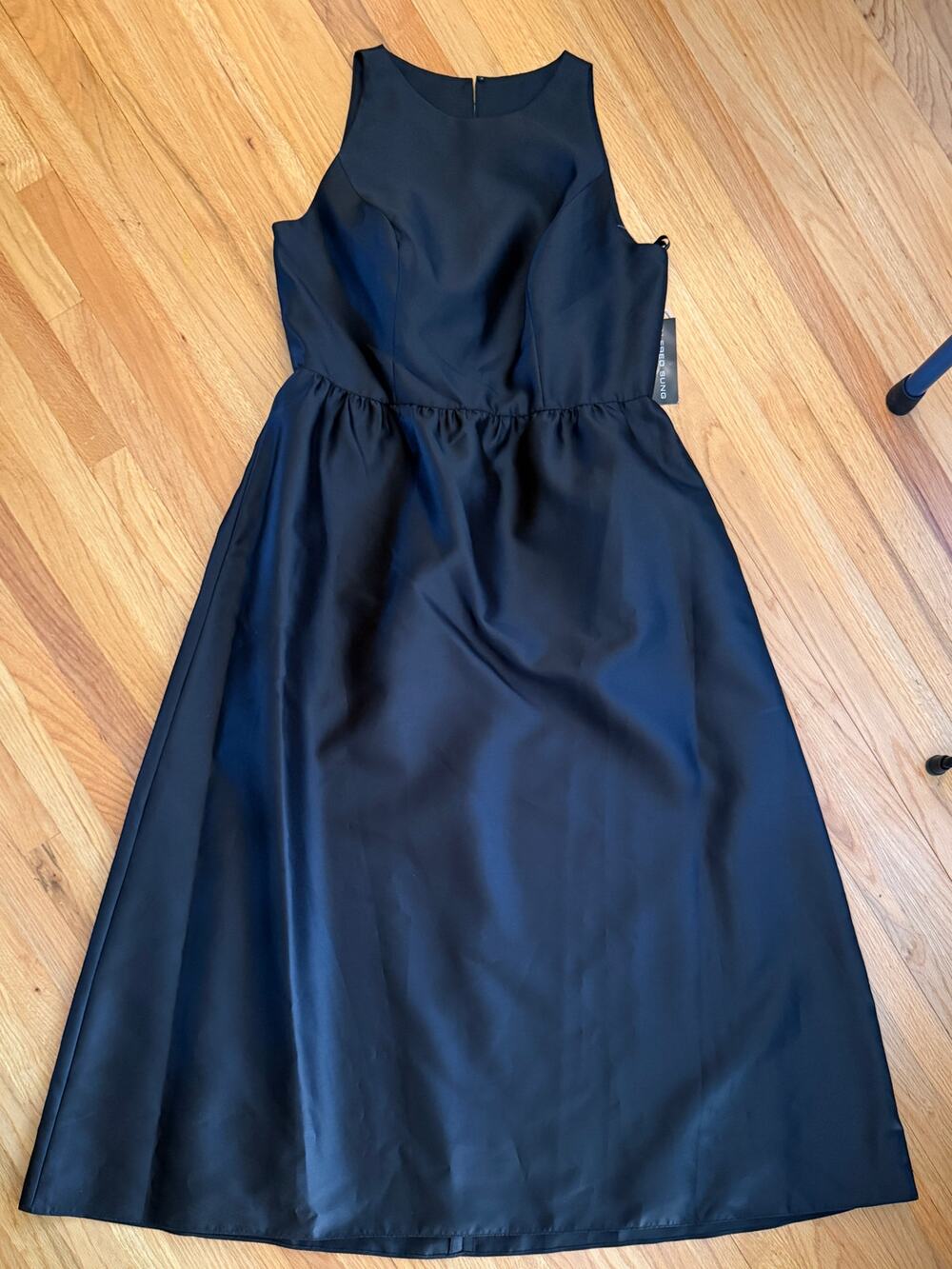 NWT Alfred Sung Satin Twill High Neck A-Line Formal Dress Black 20 Plus